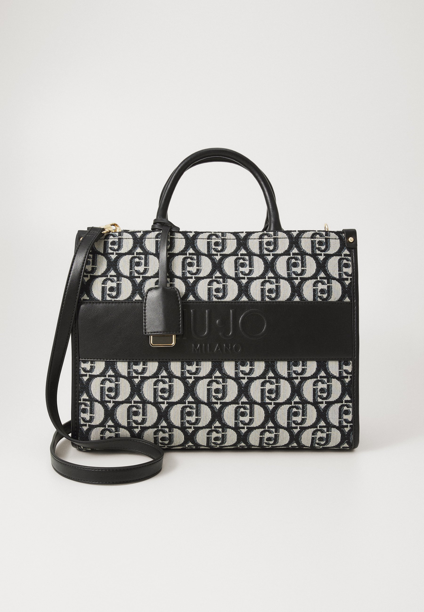 Bolso Mano Mujer Liu Jo Milano - Cuero Sintético Negro, Diseño Elegante Con Tachuelas, Asas Dobles, Logo Metálico