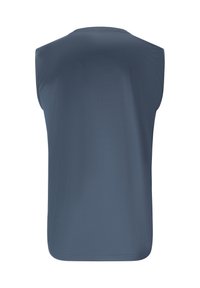 Marineblaues ärmelloses Weste, Rückansicht, aus einfarbigem Stoff mit rundem Ausschnitt.