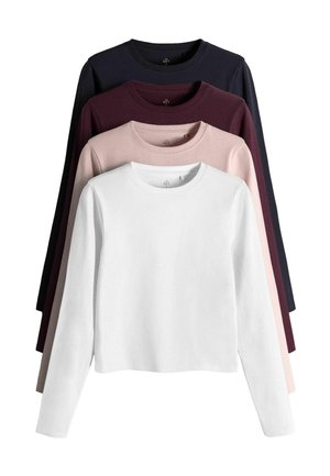 THE SET, REGULAR FIT - 4 PACK LONG SLEEVE CROPPED T-SHIRTS - Long sleeved top - burgundy red navy blue pink white