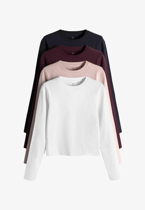 THE SET, REGULAR FIT - 4 PACK LONG SLEEVE CROPPED T-SHIRTS - Langarmshirt - burgundy red navy blue pink white
