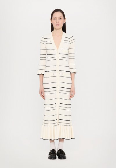 sandro ROBE FRILL POIGNET RAYURES - Day dress - ecru