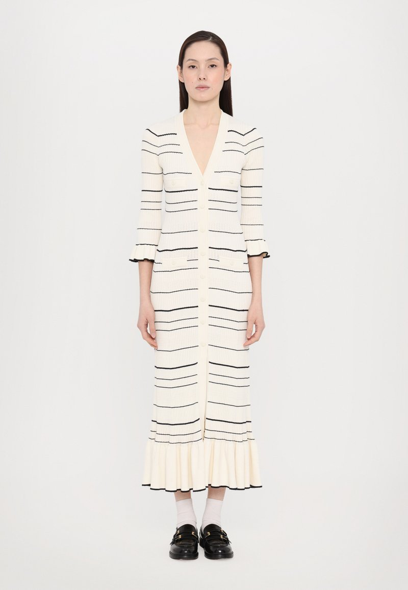sandro ROBE FRILL POIGNET RAYURES - Freizeitkleid - ecru