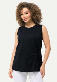 Ulla Popken DRAPIERT RUNDHALS ÄRMELLOS - Top - navy blue