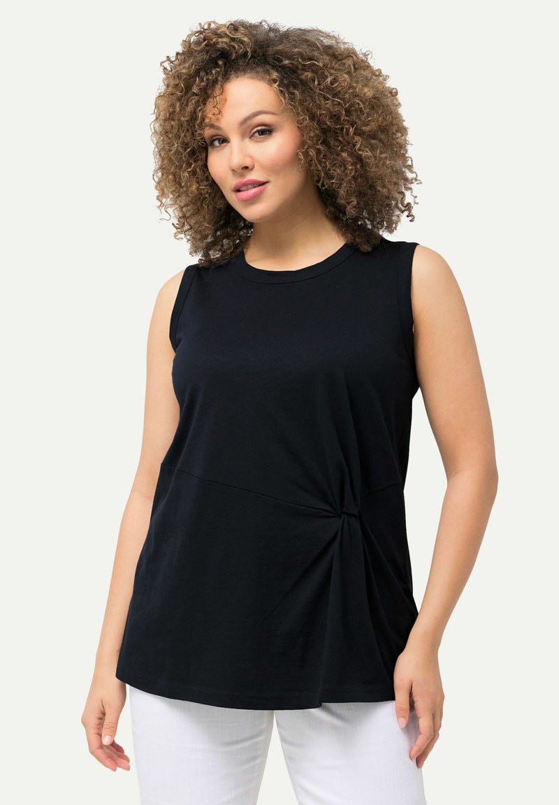 Ulla Popken DRAPIERT RUNDHALS ÄRMELLOS - Top - navy blue