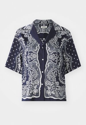 sandro RECOUPE - Button-down blouse - bleu/blanc