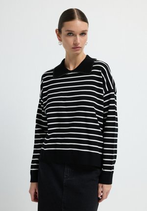 Pullover - striped black