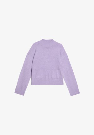 Lavendel cropped sweater van zachte brei, met een hoge hals, een gestructureerde afwerking en twee voorke pockets. Voorzien van geribbelde manchetten en zoom.
