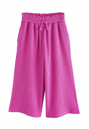 Helle pinke, strukturierte, weit geschnittene Hose mit elastischem Bund und vorderer Kordelzugverschluss.