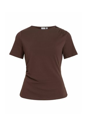 VILA, SHORT-SLEEVED T-SHIRT VITALULAH ROUND NECK - T-shirt imprimé - coffee bean