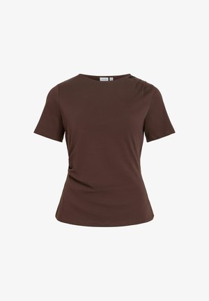 VILA, SHORT-SLEEVED T-SHIRT VITALULAH ROUND NECK - T-shirt imprimé - coffee bean