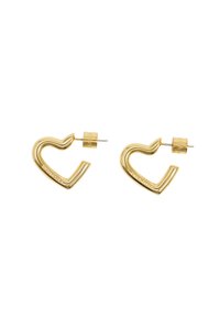 Boucles d'oreilles en or en forme de cœur, avec une surface lisse et polie et un fermoir solide. Présentent un design unique et fluide.