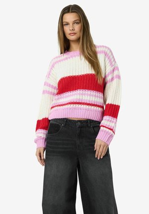 NMCHARLIE O NECK STRIPE - Striktrøje - birch