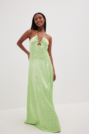 NA-KD STEPHSA CUT OUT DETAIL DRESS - Robe longue - green
