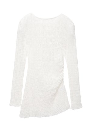 PULL&BEAR GATHERED CREASED  - Top s dlhým rukávom - white