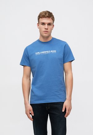 SLIM REFLECTION TEE - Nyomott mintás póló - washed federal blue