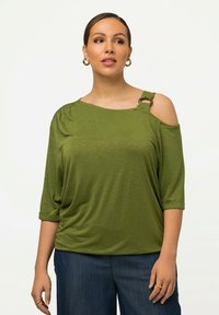 Ulla Popken - T-shirt print - green Miniatuurafbeelding 1