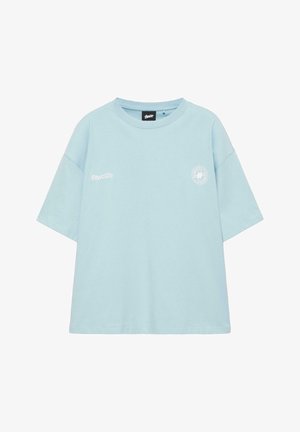 PULL&BEAR, STWD BOXY T-SHIRT - T-shirt imprimé - light blue
