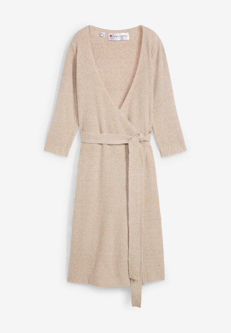 V Ausschnitt Geripptes Strickkleid Beige Bonprix SUPERSOFTES