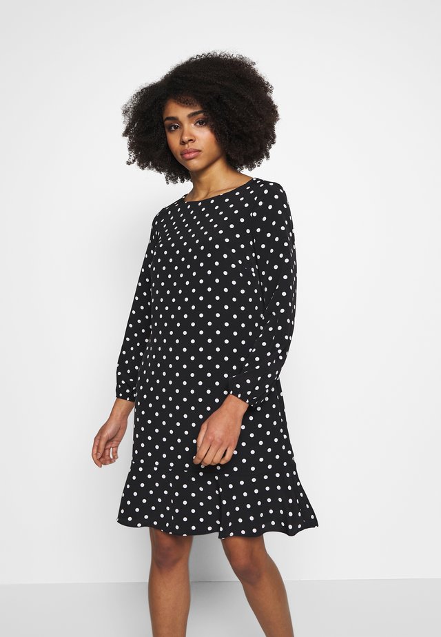SPOT FLIPPY HEM SHIFT DRESS - Day dress - black