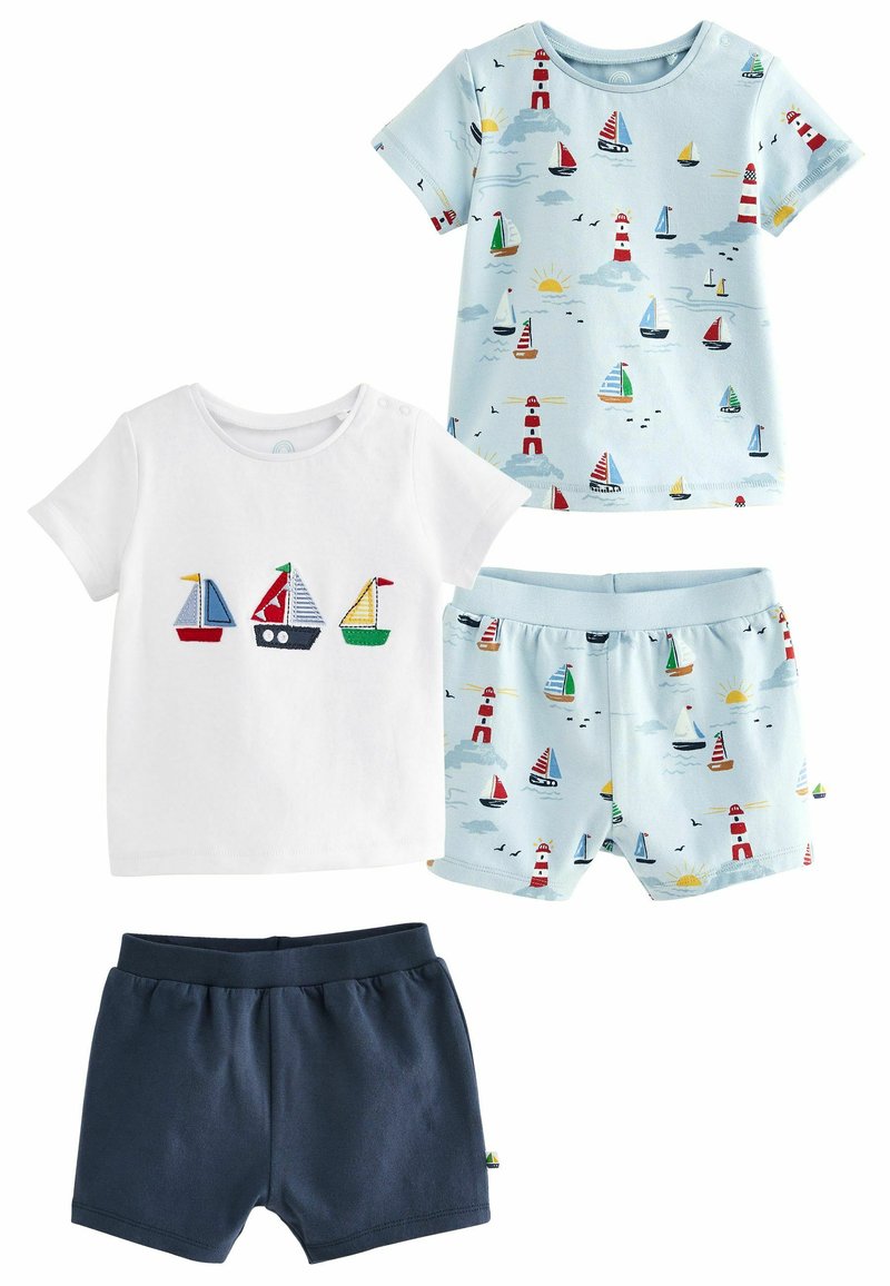 Next 4 PIECE BABY TSHIRTS AND SHORTS SET Short blue boat/bleu