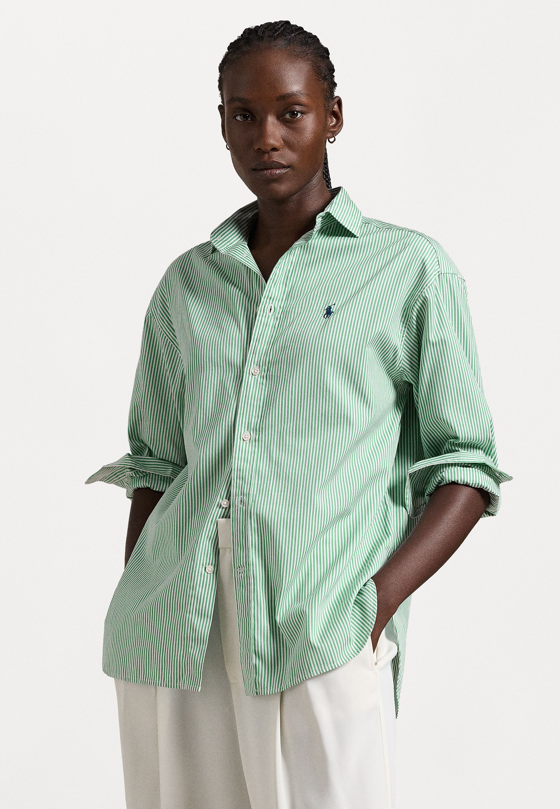 売れ筋商品|||ラルフローレン シャツ レディース トップス Button-down blouse - green/white Polo Ralph Lauren SHORT SLEEVE BUTTON FRONT SHIRT - Button