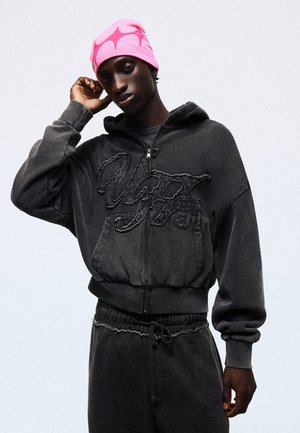 Bershka EMBROIDERED JACKET. - Sweat zippé - dark grey