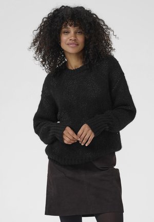 SANDRA - Striktrøje - black/silver lurex jacquard