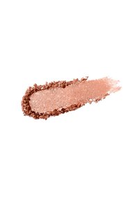 Polvere cosmetica sfusa color oro rosa, con una finitura morbida e scintillante. La texture appare finemente macinata con un bordo leggermente friabile.