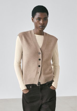 V-NECK - Waistcoat - sand