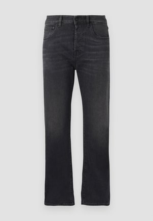 Sorte denimbukser med rett ben, med klassisk fem-lommers design, knappelukking og subtil falming på stoffet.