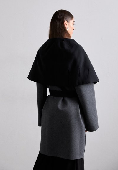 Norma Kamali SHAWL COLLAR COAT REVERSIBLE - Classic coat - dark heather grey/black