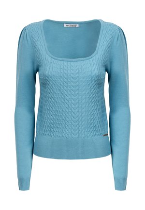 INFLUENCER, INFLUENCER PULLOVER SCOOP-NECK CABLED PULL - Jersey de punto - aquamarine