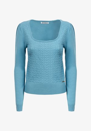 INFLUENCER, INFLUENCER PULLOVER SCOOP-NECK CABLED PULL - Trui - aquamarine