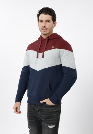 COLOURBLOCK HOODIE - Kapuzenpullover - burgendy/grey melange/navy