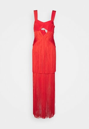 DRAPED FRINGE CUT OUT GOWN - Robe de cocktail - flame