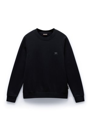 Zwarte sweatshirt van zachter stof, met een ronde hals, lange mouwen en een klein logo op de borst. Mouwen en onderkant met ribbels.
