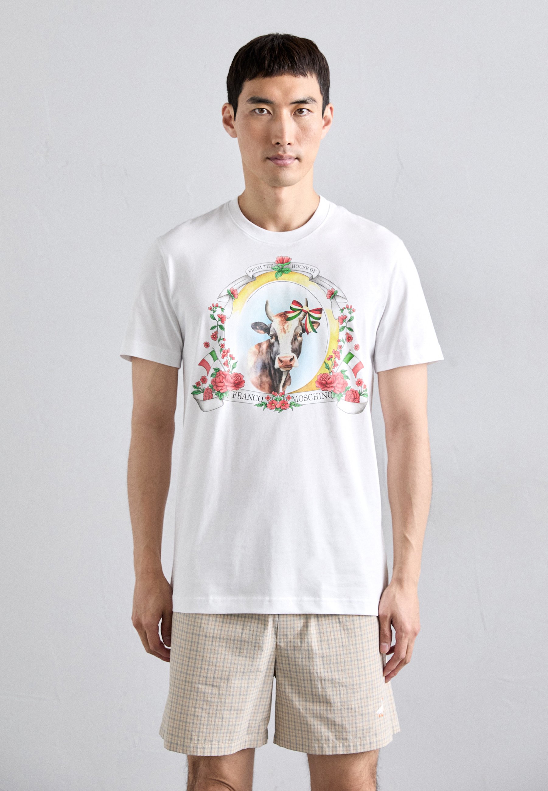 MOSCHINO ARCHIVE COW Print T-shirt multi white/white