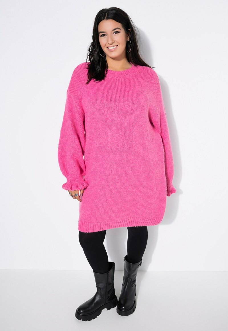 oversized jumper dress pink Boohoo Oversized V Neck Jumper Dress Sweater Loose Fit Tunic M/L Candy Pink