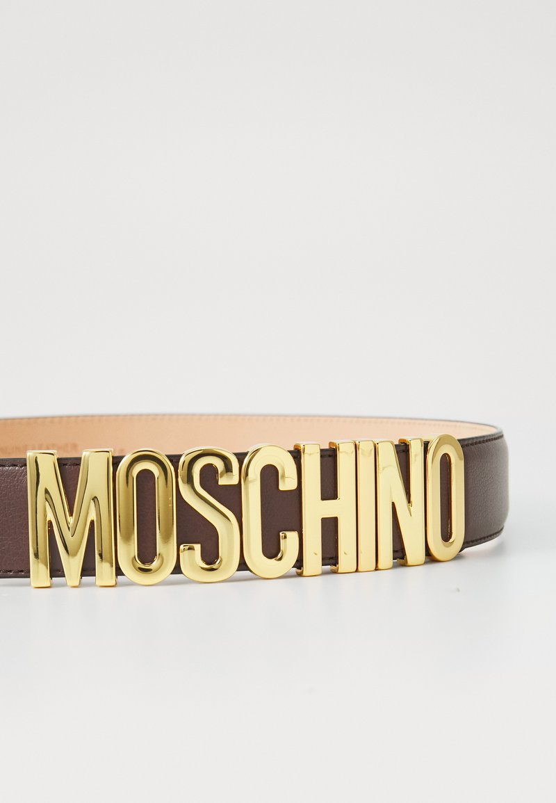 Moschino Gold Plaque Belt on Textured Brown Leather Moschino Women main image 3