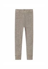 Grå stickade leggings med ett texturerat mönster, med förstärkta knädetaljer och ett elastiskt midjeband. Tätsittande design.