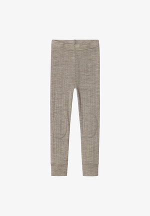 Grå strikkede leggings med et struktureret mønster, der har forstærkede knædetaljer og en strækbar talje. Tæt pasform.