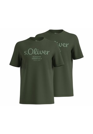 2 PACK - T-Shirt print - dunkelgrün