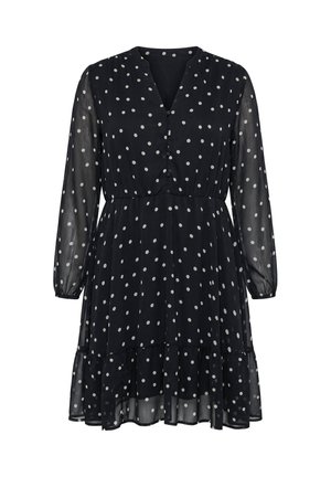 Studio Untold, POLKA DOT LAYERED CHIFFON ELASTIC WAIST RUFFLE DRESS - Freizeitkleid - black
