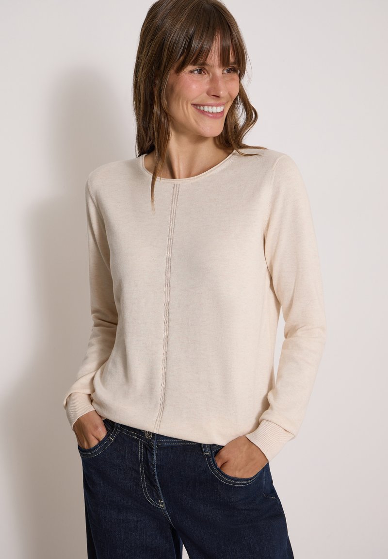 Cecil BASIC PULLOVER MIT RUNDHALS IN UNIFARBE - Pullover - oat milk beige melange