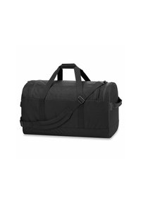Sac de voyage noir en tissu durable, doté de deux poignées supérieures, d'une bandoulière réglable et de coutures renforcées pour plus de fiabilité.