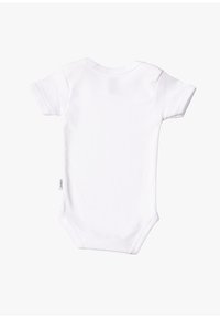 Hemdchen mit kurzen Ärmeln für Babys aus weicher Baumwolle, mit einem Rundhalsausschnitt und einem Druckknopfverschluss am unteren Ende für ein einfaches Ankleiden.