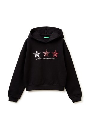 SEQUIN EMBROIDERY ON FRONT - Jersey con capucha - black