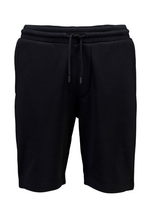 Zwarte sportshorts gemaakt van een katoenmengsel, voorzien van een elastische tailleband, een trekkoordsluiting en zijzakken.