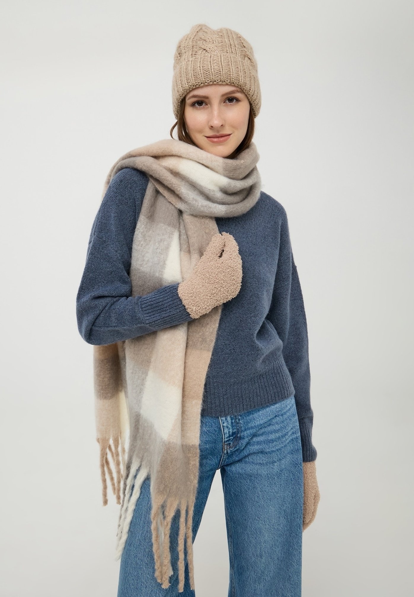 Acne Studios - Sciarpa a quadri in mohair - Rosso/Nero