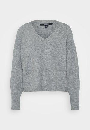 Vero Moda Petite, VMJUPITER V NECK - Jersey de punto - medium grey melange